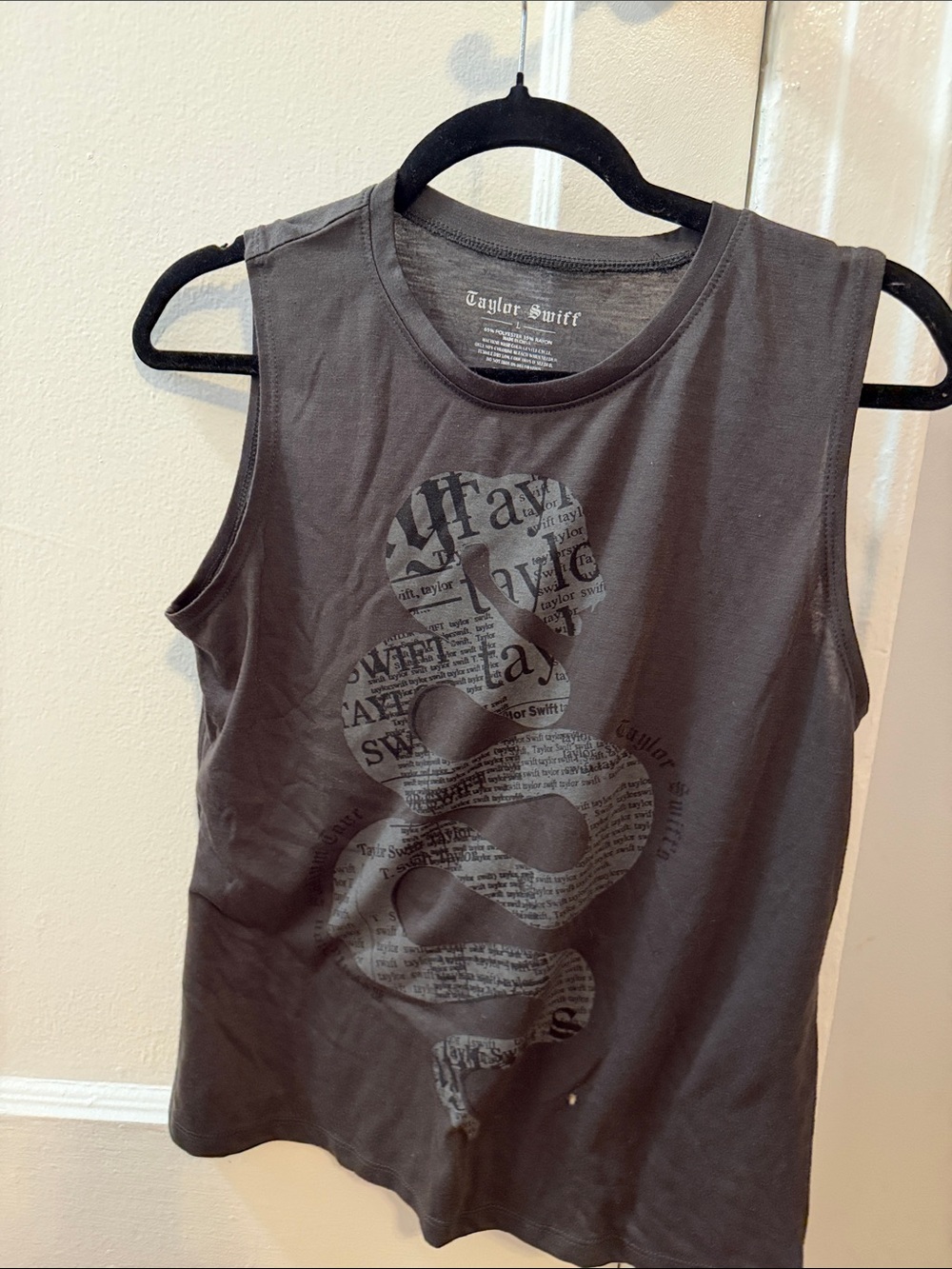 Taylor Swift Charcoal Black Snake Graphic Muscle Tee
